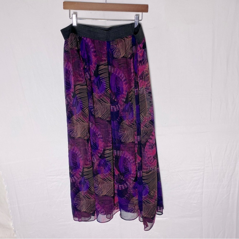 Addition Elle Black Purple Pink Exotic Print Layered Midi Skirt 16 Festival Boho - Picture 12 of 12
